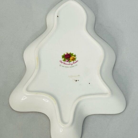 Royal Albert Old Country Roses Christmas Tree Shaped Plate/Candy Dish 7x5" Very - Picture 4 of 6